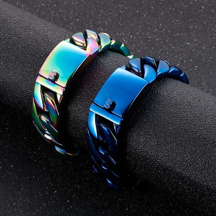 KALEN 6/12/20/24/31mm Rainbow Blue Color Gay Rope Curb Cuban Chain Bracelet Men Women Unisex Stainless Steel Jewelry New Color.