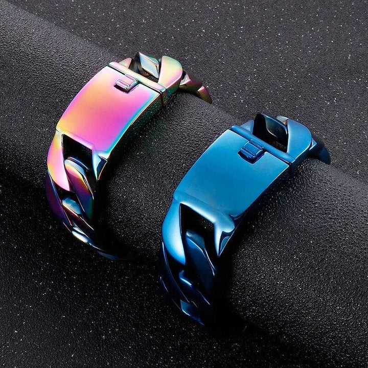 KALEN 6/12/20/24/31mm Rainbow Blue Color Gay Rope Curb Cuban Chain Bracelet Men Women Unisex Stainless Steel Jewelry New Color.