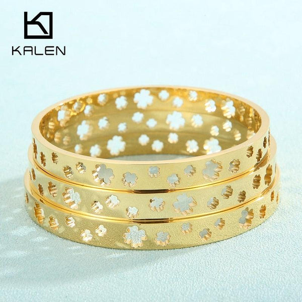 KALEN 62/65/68mm Gold Color Bangles for Women Trendy Stainless Steel Metal Bracelets Bohemian Jewelry Accessories Gift Wholesale.