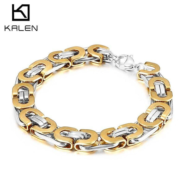 Kalen 6/8/10mm Flat Double Link Chain Trend Men Women Stainless Steel Bracelet Punk Rock Accessories Party Gifts.
