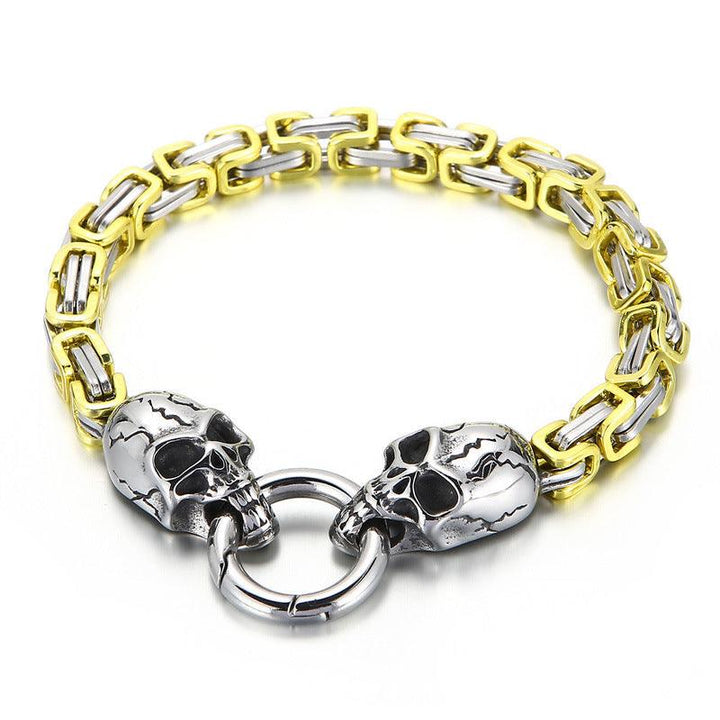 Kalen 6mm Colorful Byzantine Chain Skull Charm Bracelet for Men - kalen