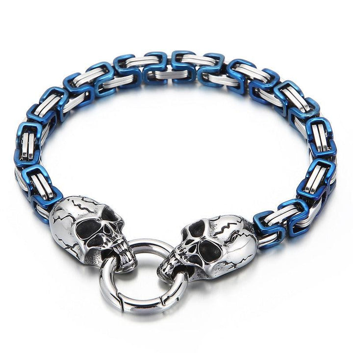 Kalen 6mm Colorful Byzantine Chain Skull Charm Bracelet for Men - kalen