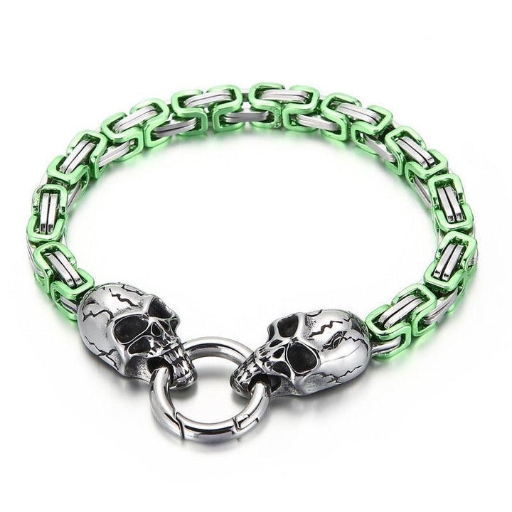 Kalen 6mm Colorful Byzantine Chain Skull Charm Bracelet for Men - kalen