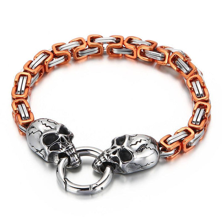 Kalen 6mm Colorful Byzantine Chain Skull Charm Bracelet for Men - kalen