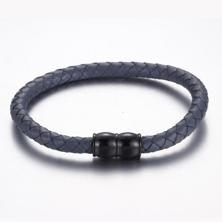 KALEN 6mm Cowhide Leather Black Magnet Buckle Bracelet for Men - kalen