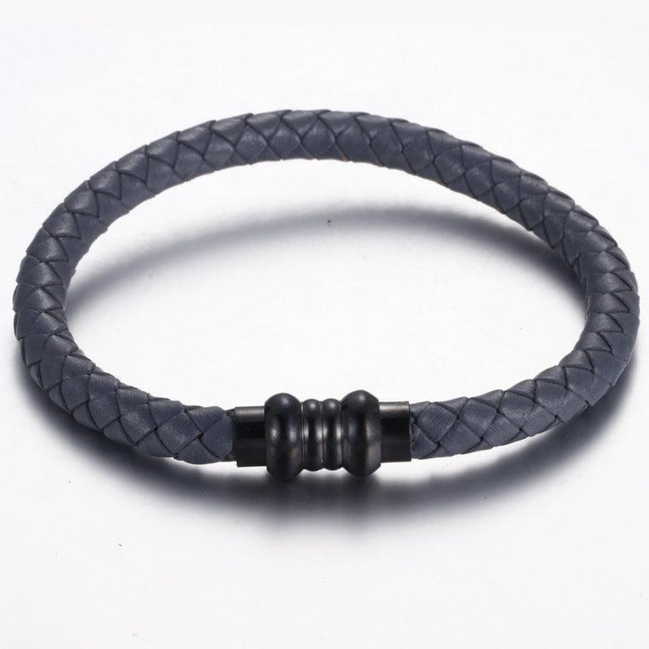 KALEN 6mm Cowhide Leather Black Magnet Buckle Bracelet for Men - kalen