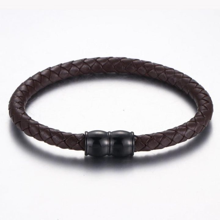 KALEN 6mm Cowhide Leather Black Magnet Buckle Bracelet for Men - kalen