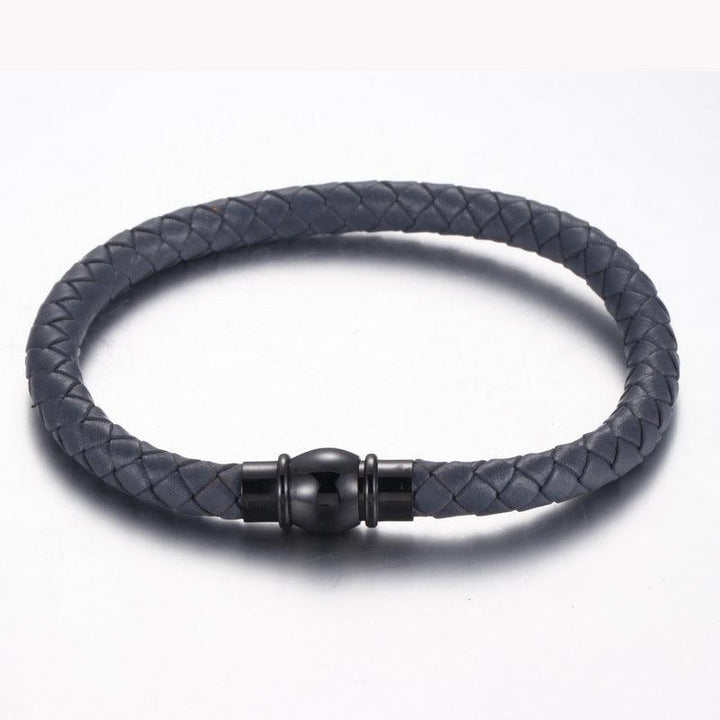 KALEN 6mm Cowhide Leather Black Magnet Buckle Bracelet for Men - kalen