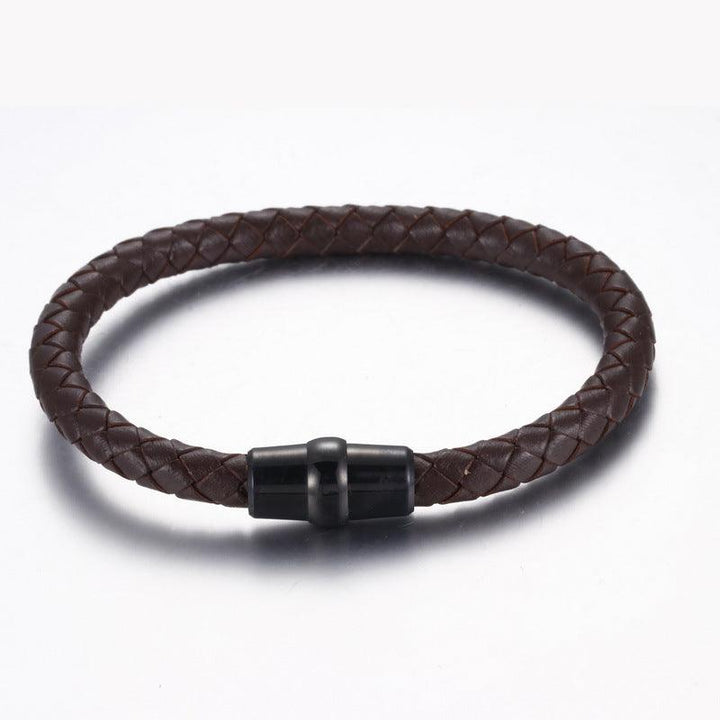 KALEN 6mm Cowhide Leather Black Magnet Buckle Bracelet for Men - kalen