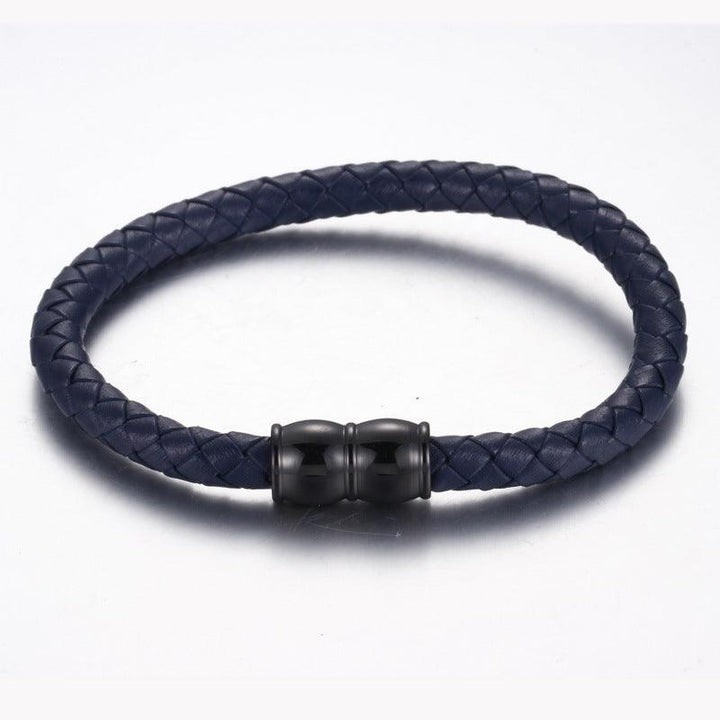 KALEN 6mm Cowhide Leather Black Magnet Buckle Bracelet for Men - kalen