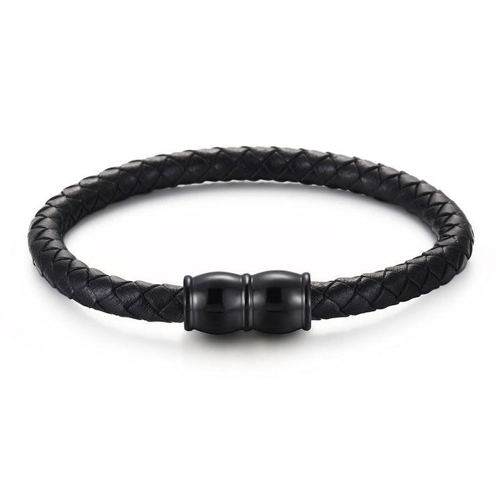 KALEN 6mm Cowhide Leather Black Magnet Buckle Bracelet for Men - kalen