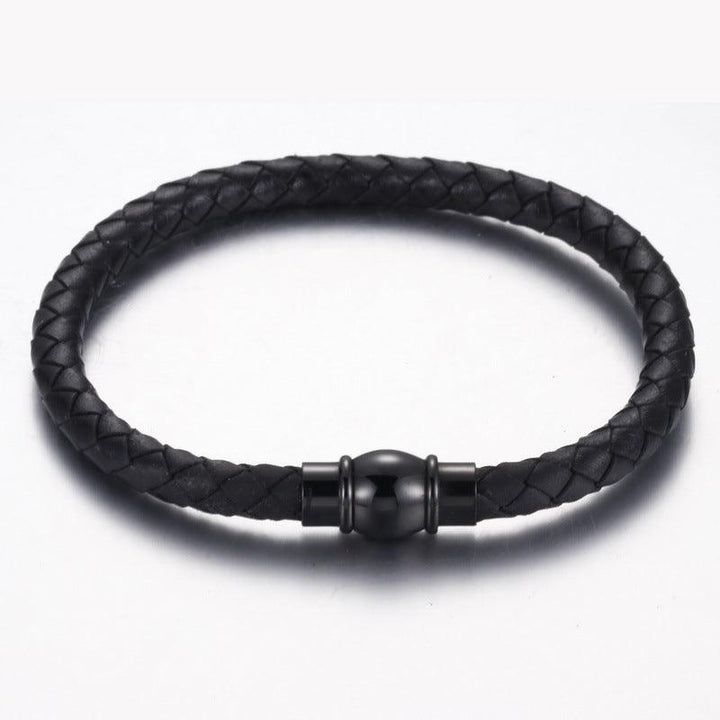 KALEN 6mm Cowhide Leather Black Magnet Buckle Bracelet for Men - kalen