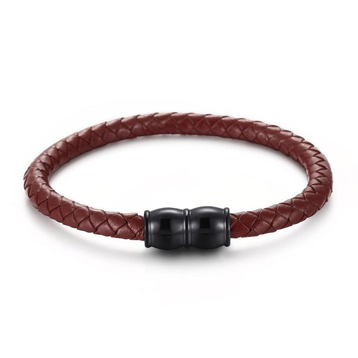 KALEN 6mm Cowhide Leather Black Magnet Buckle Bracelet for Men - kalen