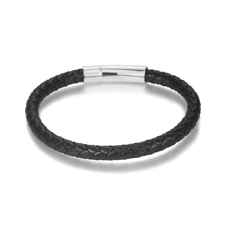 KALEN 6mm Cowhide Leather Gold Stainless Steel Bracelet for Men - kalen