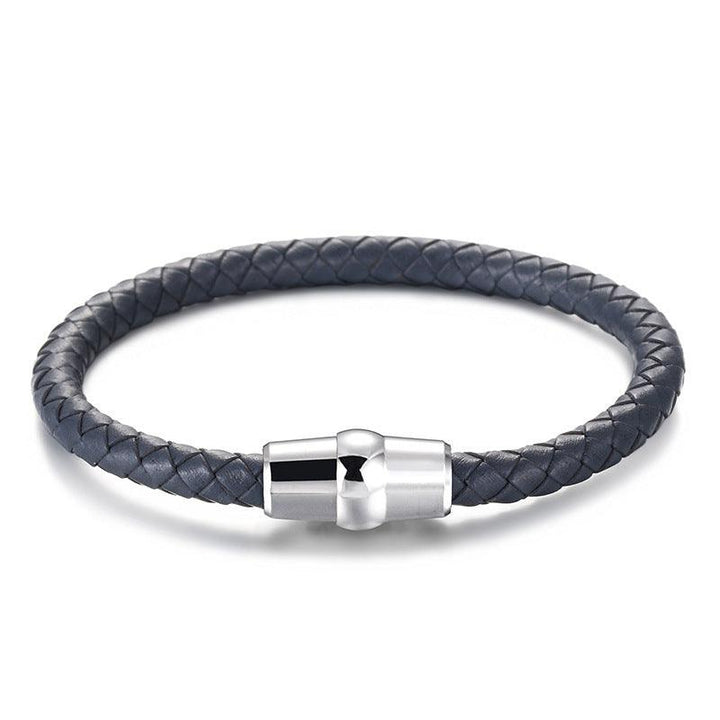 KALEN 6mm Cowhide Leather Stainless Steel Bracelet for Men - kalen