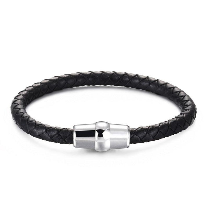 KALEN 6mm Cowhide Leather Stainless Steel Bracelet for Men - kalen