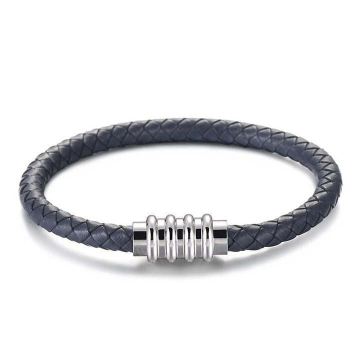 KALEN 6mm Cowhide Leather Stainless Steel Magnet Buckle Bracelet for Men - kalen