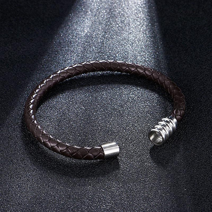 KALEN 6mm Cowhide Leather Stainless Steel Magnet Buckle Bracelet for Men - kalen