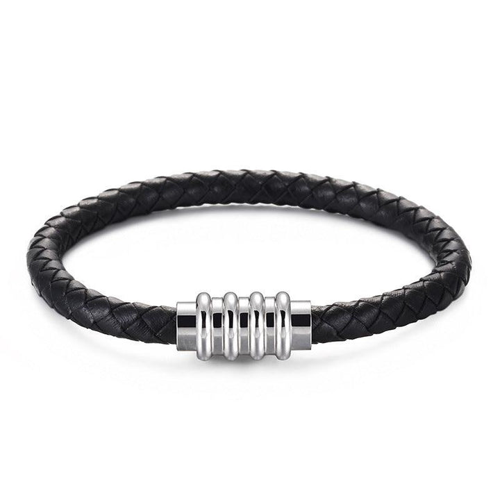 KALEN 6mm Cowhide Leather Stainless Steel Magnet Buckle Bracelet for Men - kalen