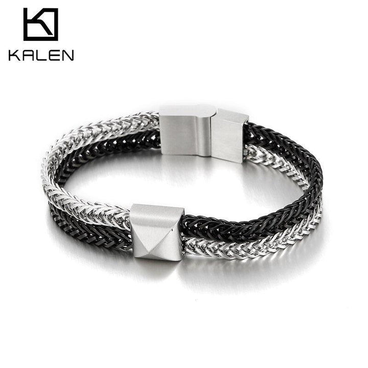 Kalen 6mm Double Layer Link Chain 316L Stainless Steel Bracelets Men's  Biker  Bracelet On Hand Jewelry.