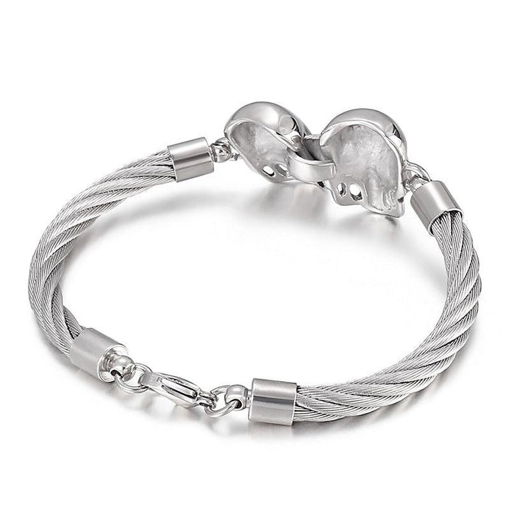 KALEN 6mm Twisted Cable Skull Charm Cuff Bracelet Bangles for Men - kalen