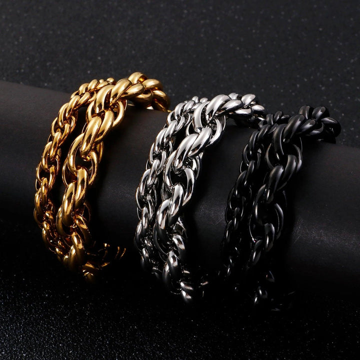 KALEN 7/11mm Rope Chain Stainless Steel Bracelet for Men - kalen