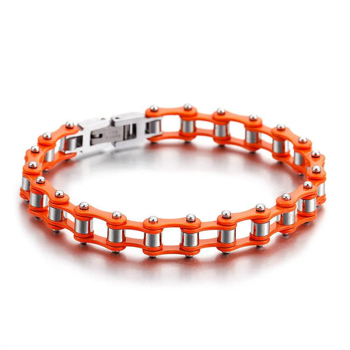 Kalen 7mm Biker Stainless Steel Bicycle Chain Colorful Roller Bracelet for Men - kalen