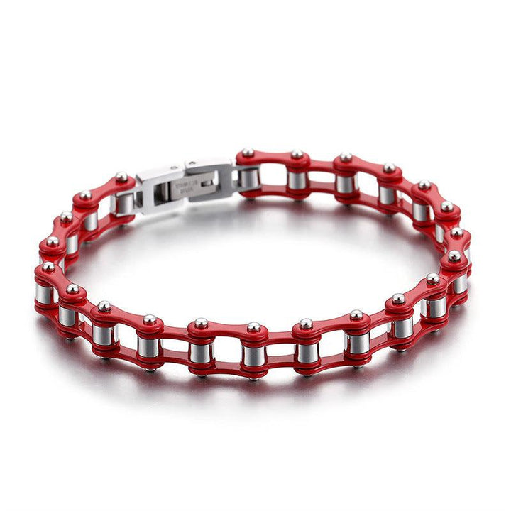 Kalen 7mm Biker Stainless Steel Bicycle Chain Colorful Roller Bracelet for Men - kalen