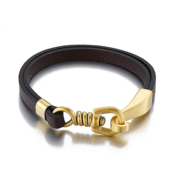 Kalen 7mm Leather Stainless Steel Bracelet For Men - kalen
