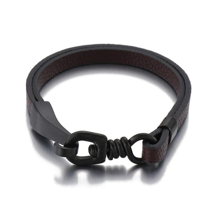 Kalen 7mm Leather Stainless Steel Bracelet For Men - kalen