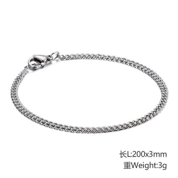 KALEN 7mm Link Chain Bracelet For Men Women Stainless Steel  Linking Chain unk Jewellry.