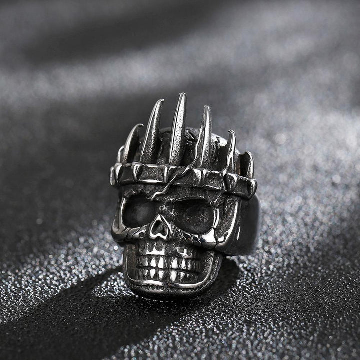 Kalen 7mm Skull King Flat Ring Men's Stainless Steel Gothic Jewelry Accessories Gifts.