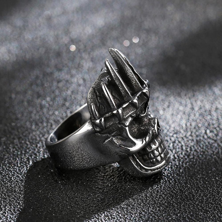 Kalen 7mm Skull King Flat Ring Men's Stainless Steel Gothic Jewelry Accessories Gifts.