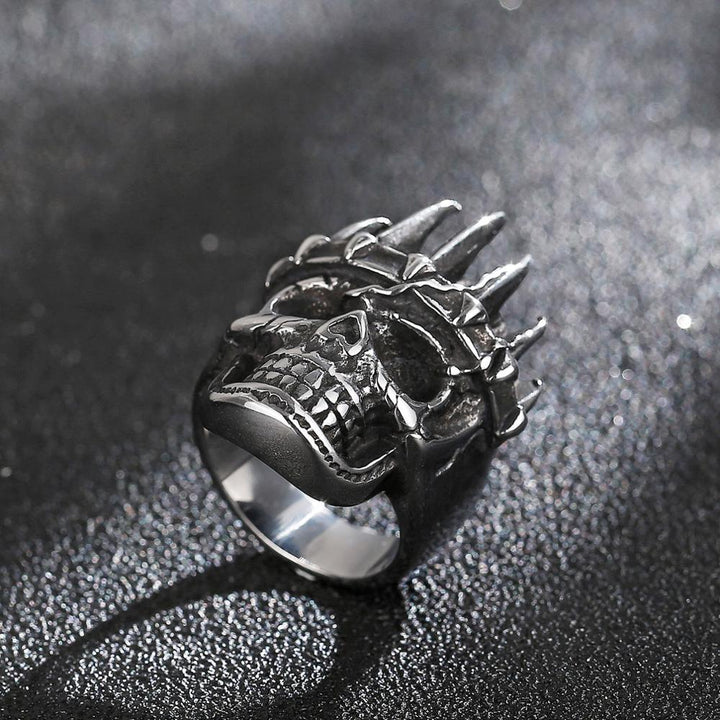 Kalen 7mm Skull King Flat Ring Men's Stainless Steel Gothic Jewelry Accessories Gifts.