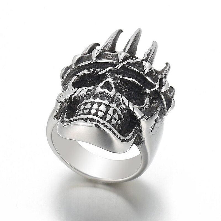 Kalen 7mm Skull King Flat Ring Men's Stainless Steel Gothic Jewelry Accessories Gifts.