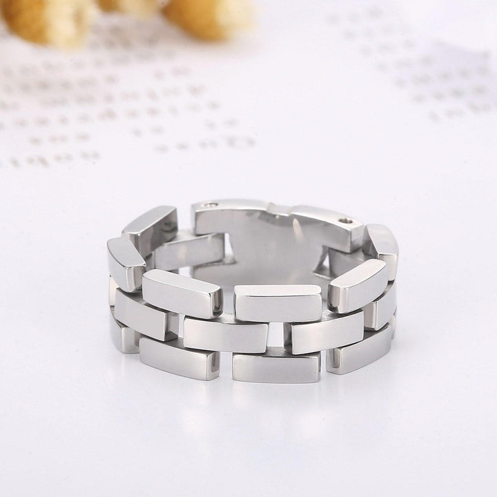 KALEN 7mm Watch Band Shaped Ring for Women, Silver Color Stainless Steel Punk Finger Band, Rock Gothic Hiphop Girl Jewelry.