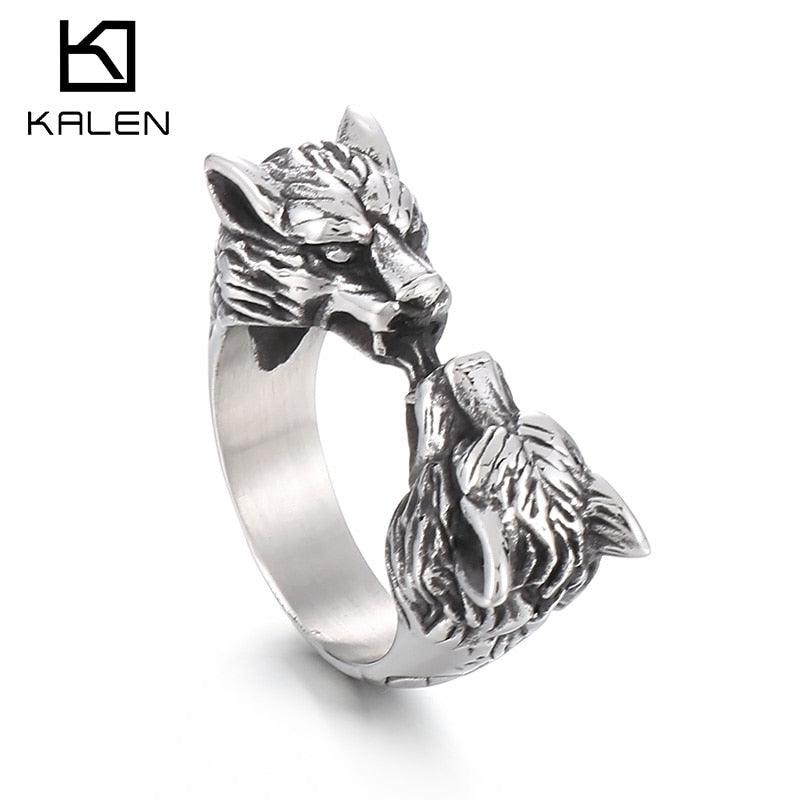 Kalen 7mm Wide Animals Leopards Vintage Men's Stainless Steel Rings Christian Jewelry Accessories.