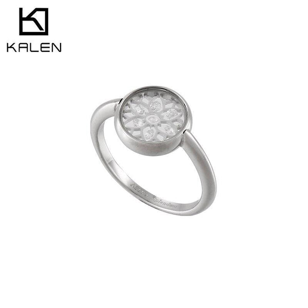 KALEN 8 Styles Stainless Steel Rings Jewelry  Retro Geometric Pattern Hollow Ring Cute Decoration CZ AAA+Rings For Women.