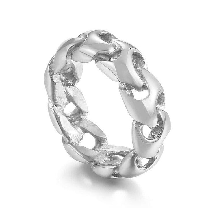 KALEN 8mm 3 Color Polished Unique Curb Ring Men Stainless Steel 316L.