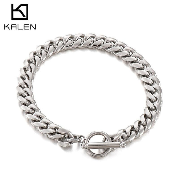 Kalen 8mm 316L Stainless Steel Classic Cuban Curb Chain Bracelet Men Male Cool High Quality Jewelry.