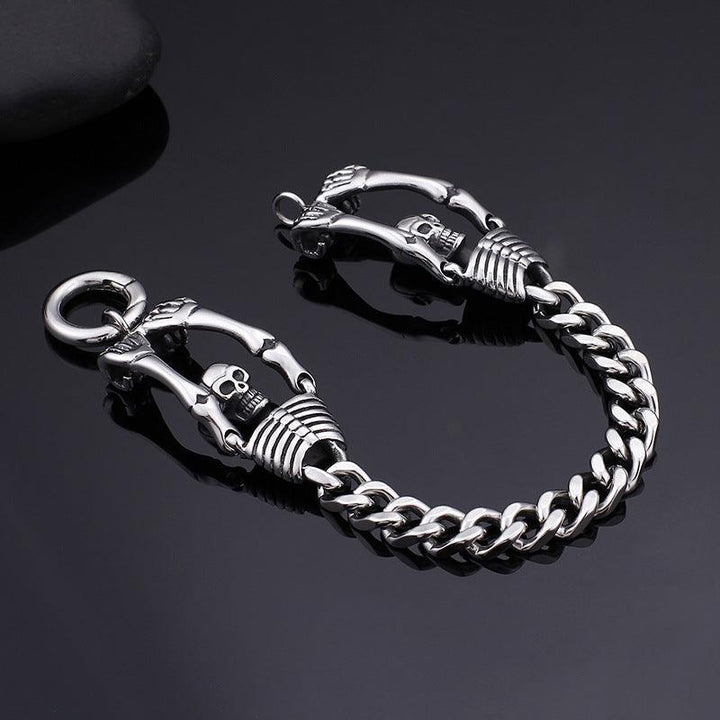 KALEN 8mm Cuban Chain Skull Charm Stainless Steel Bracelet for Men - kalen