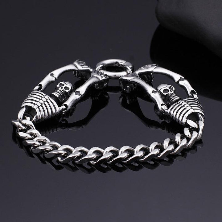 KALEN 8mm Cuban Chain Skull Charm Stainless Steel Bracelet for Men - kalen