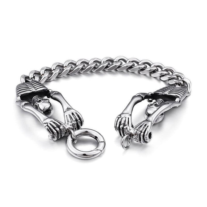 KALEN 8mm Cuban Chain Skull Charm Stainless Steel Bracelet for Men - kalen