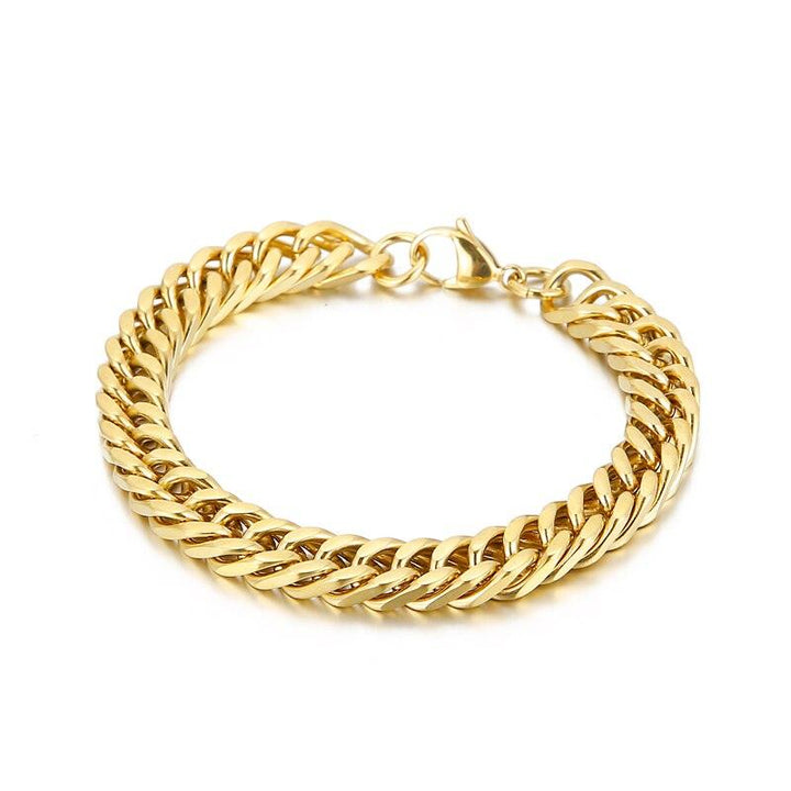 Kalen 8mm Curb Cuban Chain Golden Color Homme Link Stainless Steel Fashion Men's Bracelet.