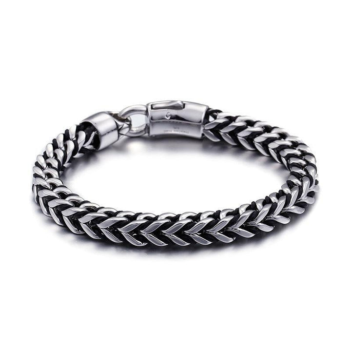 Kalen 8mm Franco Link Chain Leather Stainless Steel Bracelet For Men - kalen