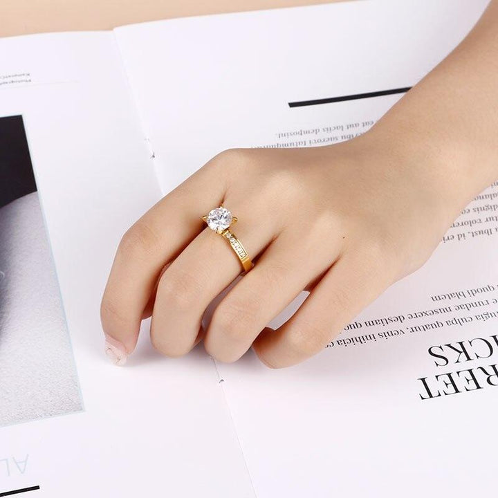 Kalen Fashion Gold Color Stainless Steel Rings For Women Classic Wedding Bands Zircon Finger Mujer Anillos Jewelry Party Gifts.