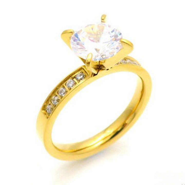 Kalen Fashion Gold Color Stainless Steel Rings For Women Classic Wedding Bands Zircon Finger Mujer Anillos Jewelry Party Gifts.