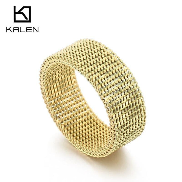 KALEN 8mm Tennis Chain Ring Men Women Stainless Steel Classic Hand Jewelry.