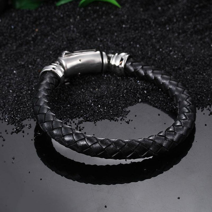 KALEN 9mm Cowhide Leather Stainless Steel Bracelet for Men - kalen