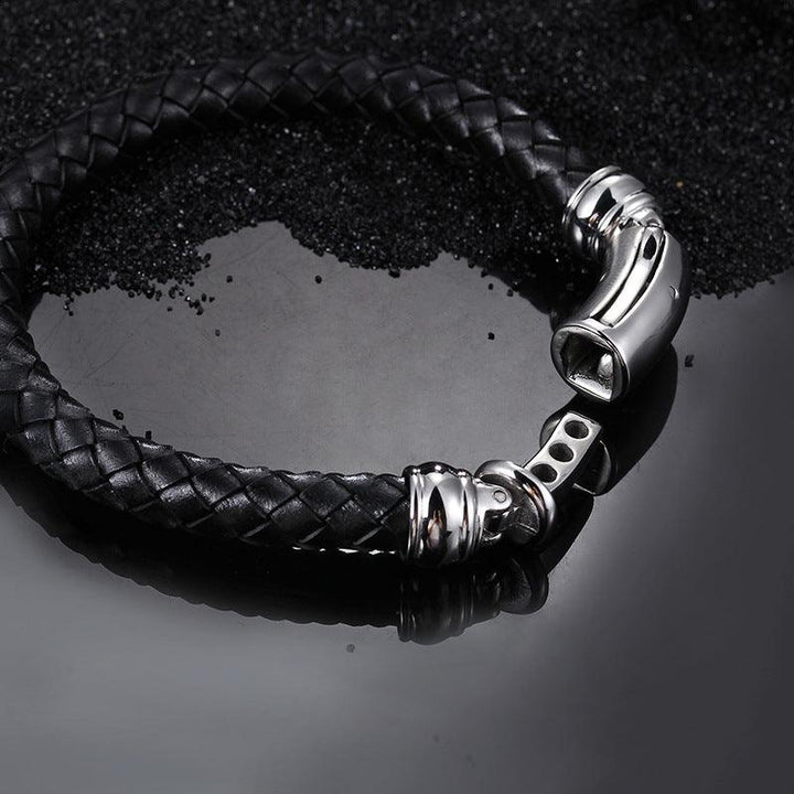 KALEN 9mm Cowhide Leather Stainless Steel Bracelet for Men - kalen